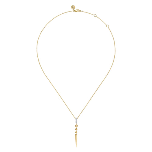 14K White & Yellow Gold Bujukan Bullet and Diamond Drop Necklace