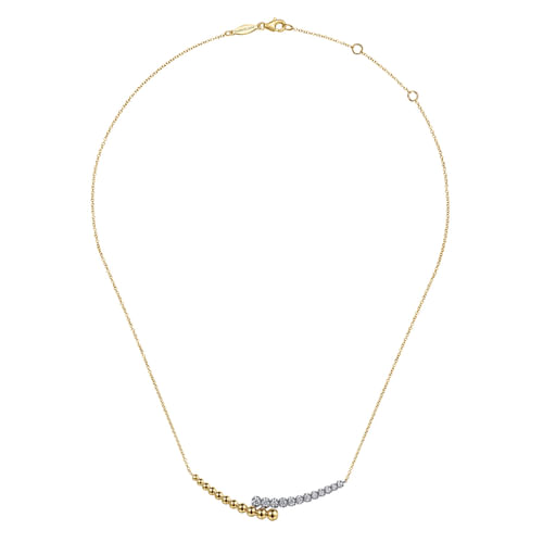 14K White & Yellow Gold Bujukan Diamond Bar Necklace
