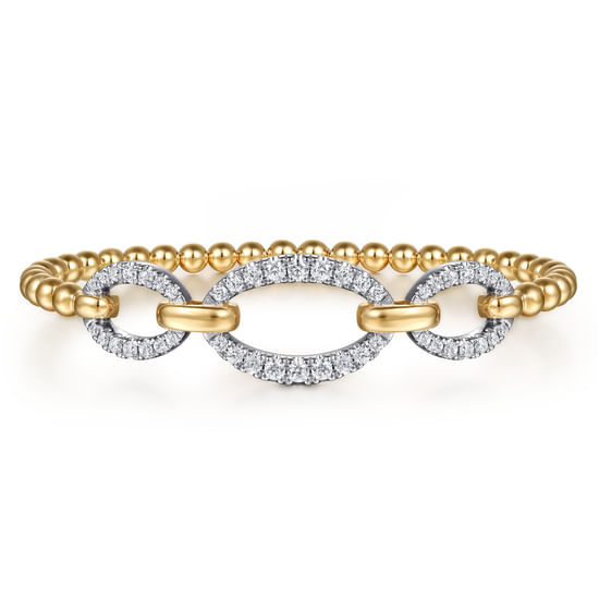 Gabriel - 14K White & Yellow Gold Bujukan Diamond Link Split Bangle Bracelet