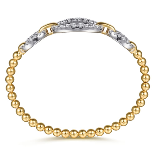 14K White & Yellow Gold Bujukan Diamond Link Split Bangle Bracelet