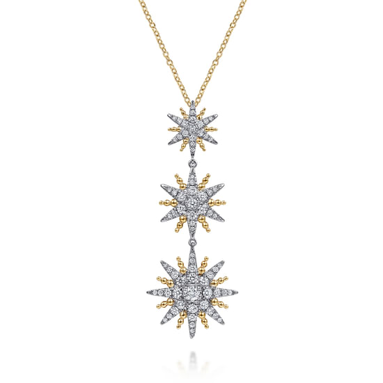 Gabriel - 14K White & Yellow Gold Bujukan Diamond Starburst Drop Pendant Necklace