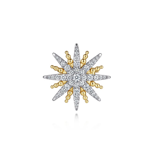 14K White & Yellow Gold Bujukan Diamond Starburst Pin