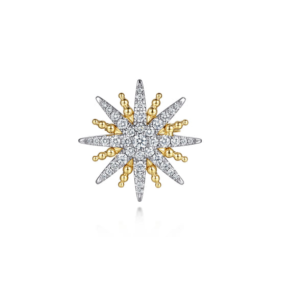 Gabriel - 14K White & Yellow Gold Bujukan Diamond Starburst Pin
