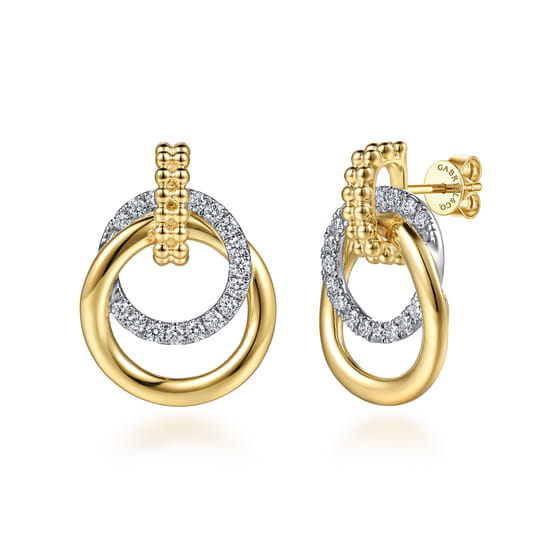 Gabriel - 14K White & Yellow Gold Bujukan Diamond Stud Earrings Gabriel - 14K White & Yellow Gold Bujukan Diamond Stud Earrings