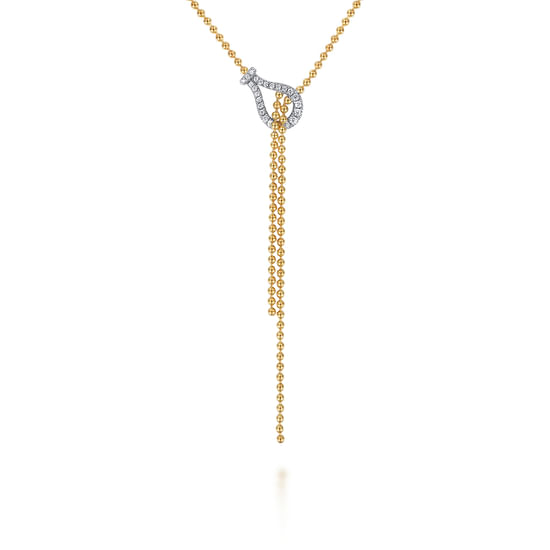 Gabriel - 14K White & Yellow Gold Bujukan and Diamond Buckle Y Necklace