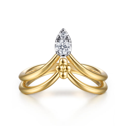 14K White & Yellow Gold Bujukan and Diamond Chevron Ring 14K White & Yellow Gold Bujukan and Diamond Chevron Ring