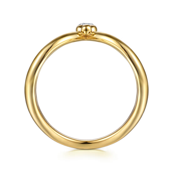 14K White & Yellow Gold Bujukan and Diamond Chevron Ring angle 2