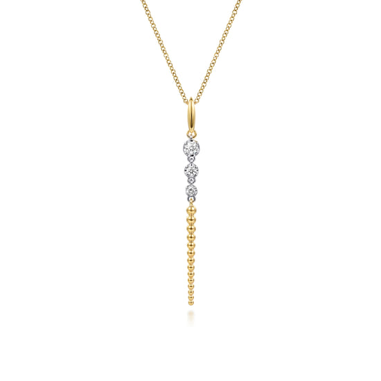 Gabriel - 14K White & Yellow Gold Bujukan and Diamond Drop Necklace