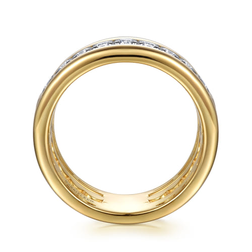 14K White & Yellow Gold Bujukan and Diamond Easy Stackable Ring 14K White & Yellow Gold Bujukan and Diamond Easy Stackable Ring