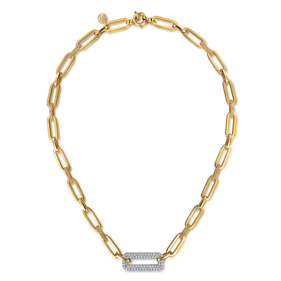 14K White & Yellow Gold Bujukan and Diamond Link Chain Necklace angle 2 14K White & Yellow Gold Bujukan and Diamond Link Chain Necklace angle 2