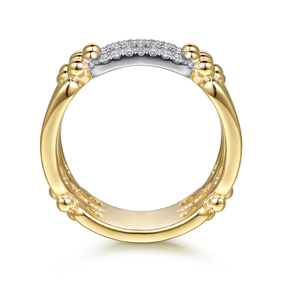 14K White & Yellow Gold Bujukan and Diamond Link Wide Band Ring angle 2