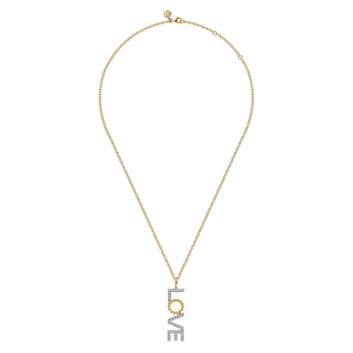 14K White & Yellow Gold Bujukan and Diamond Love Necklace