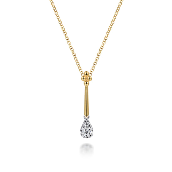 Gabriel - 14K White & Yellow Gold Bujukan and Diamond Teardrop Pendant Necklace Gabriel - 14K White & Yellow Gold Bujukan and Diamond Teardrop Pendant Necklace