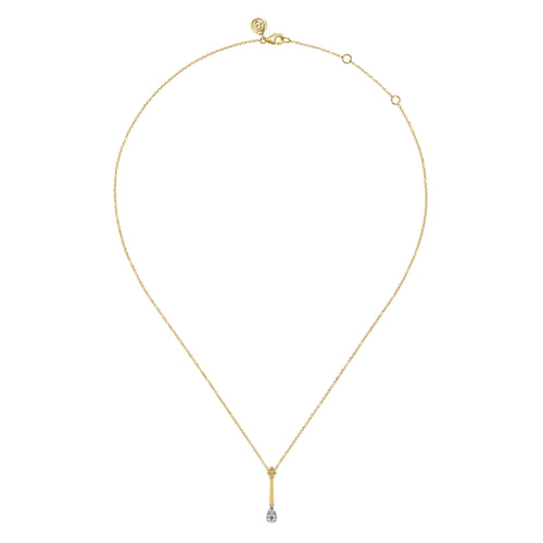 14K White & Yellow Gold Bujukan and Diamond Teardrop Pendant Necklace 14K White & Yellow Gold Bujukan and Diamond Teardrop Pendant Necklace