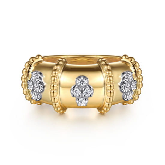 Gabriel - 14K White & Yellow Gold Bujukan and Diamond Wide Band Ring