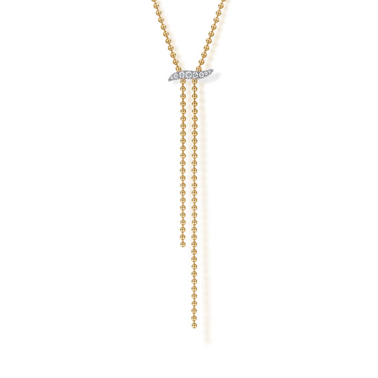 14K White & Yellow Gold Bujukan and Diamond Y Necklace