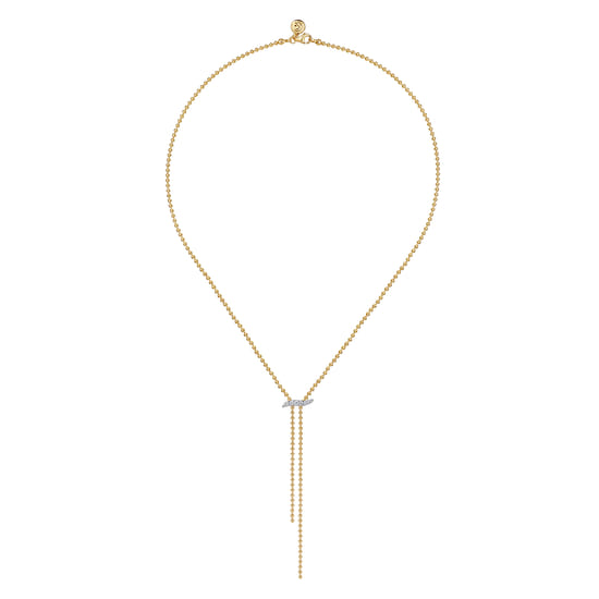 14K White & Yellow Gold Bujukan and Diamond Y Necklace angle 2
