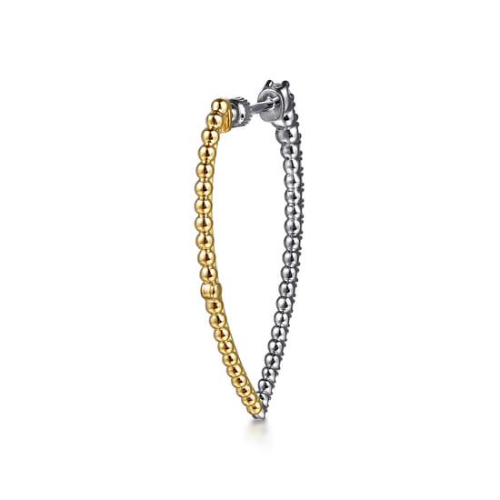 14K White & Yellow Gold Bujukan and Graduating Diamond Classic Hoop Earrings angle 3