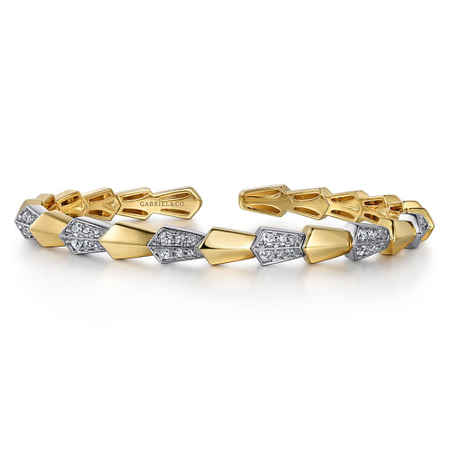 14K White & Yellow Gold Diamond  Bangle