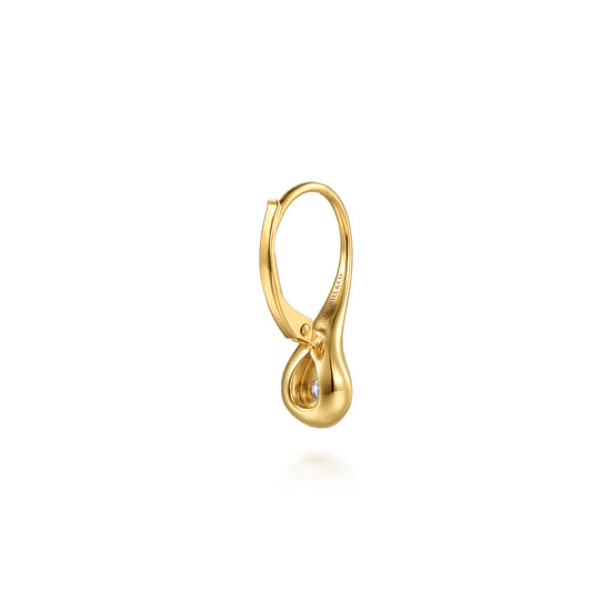 14K White & Yellow Gold Diamond  Pear Leverback Earrings angle 2