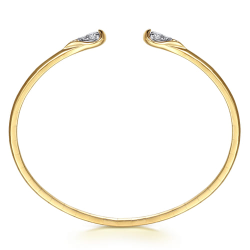 14K White & Yellow Gold Diamond Pear Open Bangle Bracelet 14K White & Yellow Gold Diamond Pear Open Bangle Bracelet