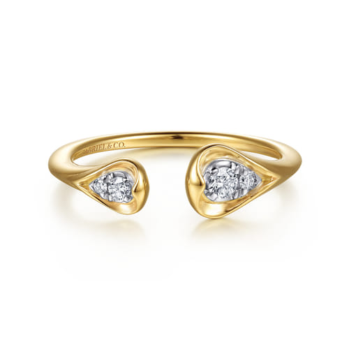 14K White & Yellow Gold Diamond  Pear Open Ring