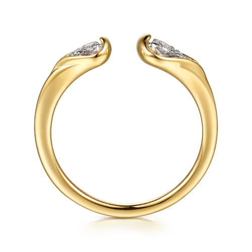 14K White & Yellow Gold Diamond  Pear Open Ring