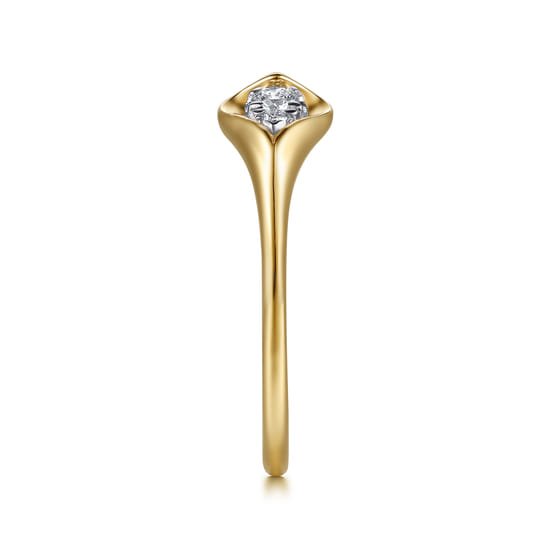 14K White & Yellow Gold Diamond  Pear Open Ring angle 4