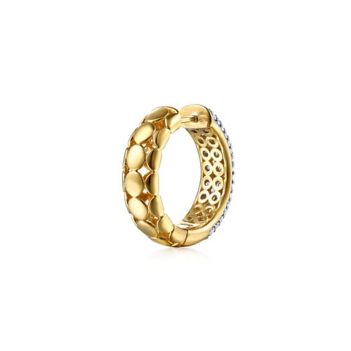14K White & Yellow Gold Diamond 20mm Classic Hoop Earrings