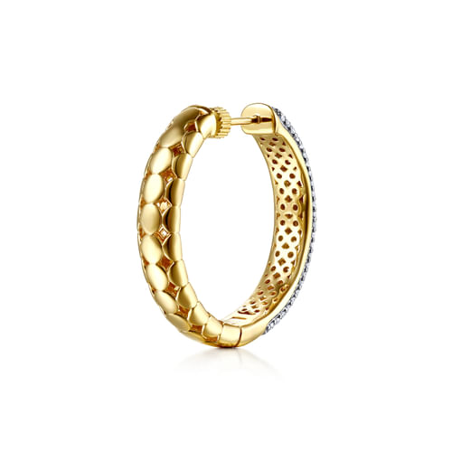 14K White & Yellow Gold Diamond 30mm Classic Hoop Earrings
