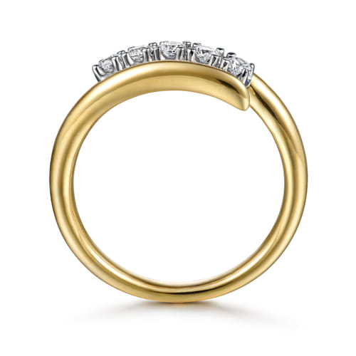 14K White & Yellow Gold Diamond Bypass Ring 14K White & Yellow Gold Diamond Bypass Ring