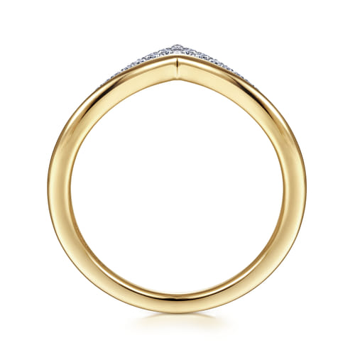 14K White & Yellow Gold Diamond Chevron Ring