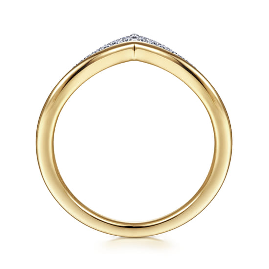 14K White & Yellow Gold Diamond Chevron Ring angle 2