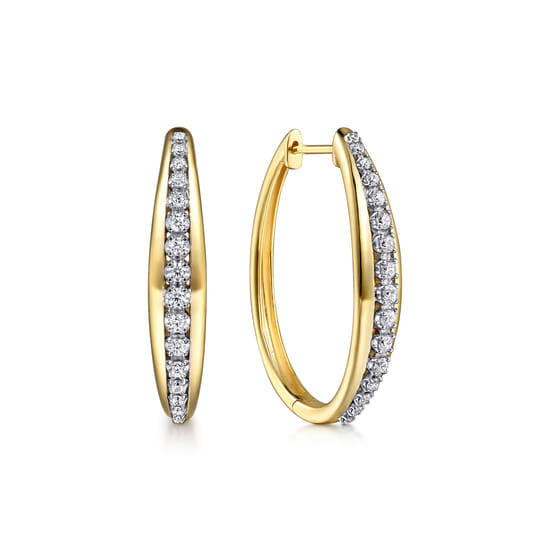 14K White & Yellow Gold Diamond Classic Hoop Earrings