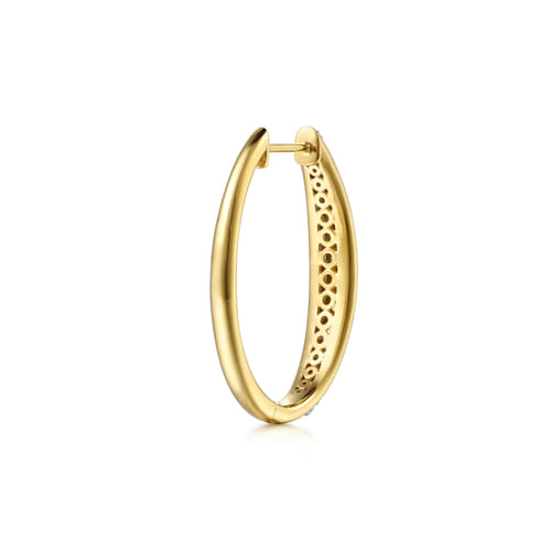 14K White & Yellow Gold Diamond Classic Hoop Earrings