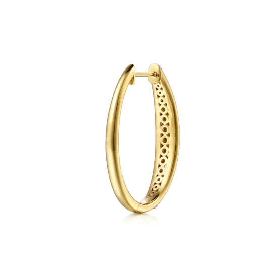 14K White & Yellow Gold Diamond Classic Hoop Earrings angle 2
