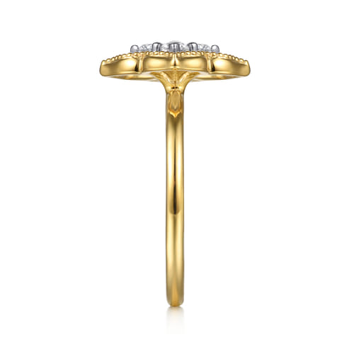 14K White & Yellow Gold Diamond Clover Ring