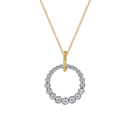 14K White & Yellow Gold Diamond Drop Necklace, 20mm-Bujukan 14K White & Yellow Gold Diamond Drop Necklace, 20mm-Bujukan