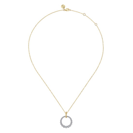 14K White & Yellow Gold Diamond Drop Necklace, 20mm-Bujukan angle 2
