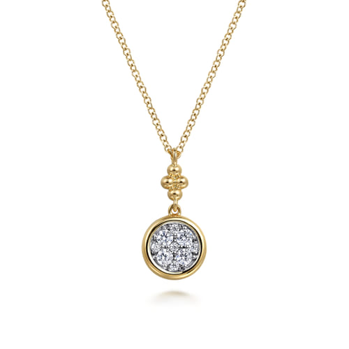 14K White & Yellow Gold Diamond Drop Pendant Necklace-Bujukan