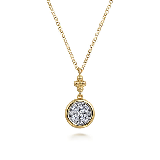 Gabriel - 14K White & Yellow Gold Diamond Drop Pendant Necklace-Bujukan