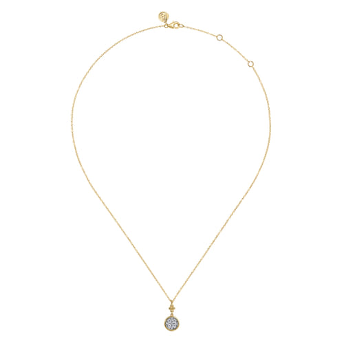 14K White & Yellow Gold Diamond Drop Pendant Necklace-Bujukan