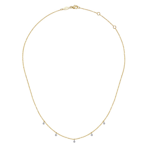 14K White & Yellow Gold Diamond Droplet Necklace 