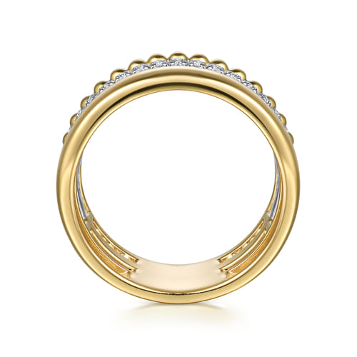 14K White & Yellow Gold Diamond Easy Stackable Ring, 0.35ct-Bujukan