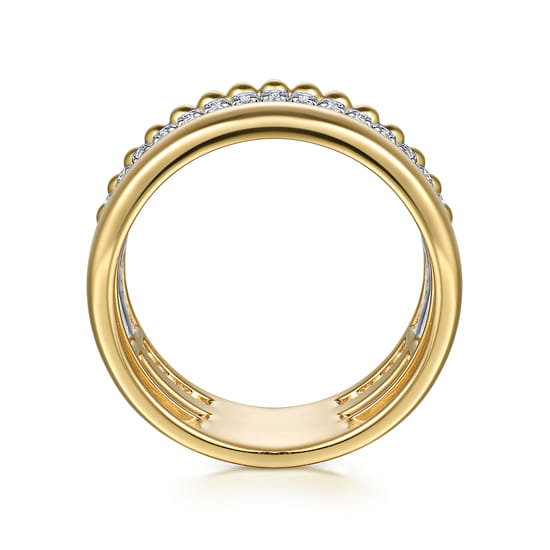 14K White & Yellow Gold Diamond Easy Stackable Ring, 0.35ct-Bujukan angle 2 14K White & Yellow Gold Diamond Easy Stackable Ring, 0.35ct-Bujukan angle 2