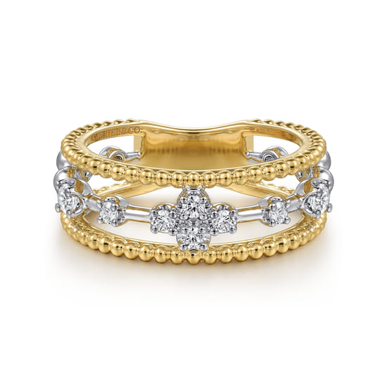 Gabriel - 14K White & Yellow Gold Diamond Easy Stackable Ring-Bujukan