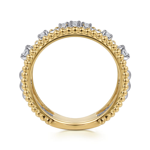 14K White & Yellow Gold Diamond Easy Stackable Ring-Bujukan 14K White & Yellow Gold Diamond Easy Stackable Ring-Bujukan