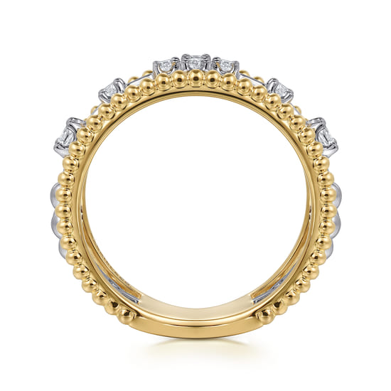 14K White & Yellow Gold Diamond Easy Stackable Ring-Bujukan angle 2
