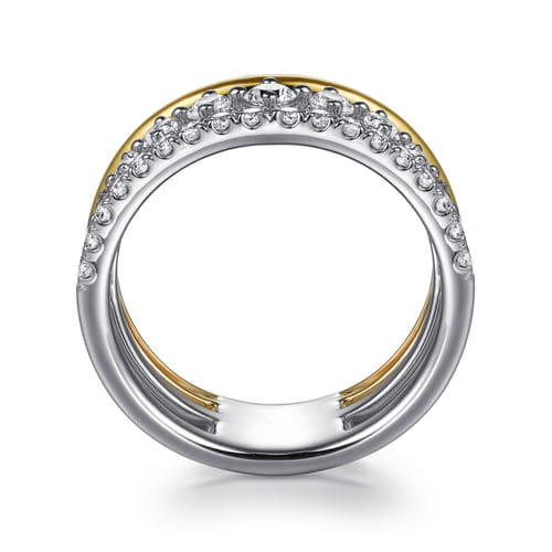 14K White & Yellow Gold Diamond Easy Stackable Ring