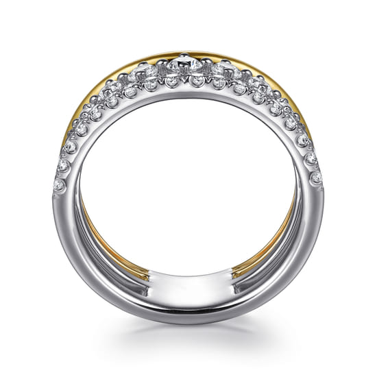 14K White & Yellow Gold Diamond Easy Stackable Ring angle 2